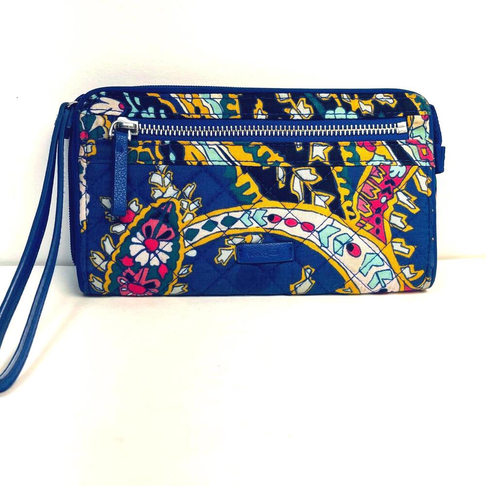 Vera Bradley Blue Paisley Cottage Wristlet Wallet